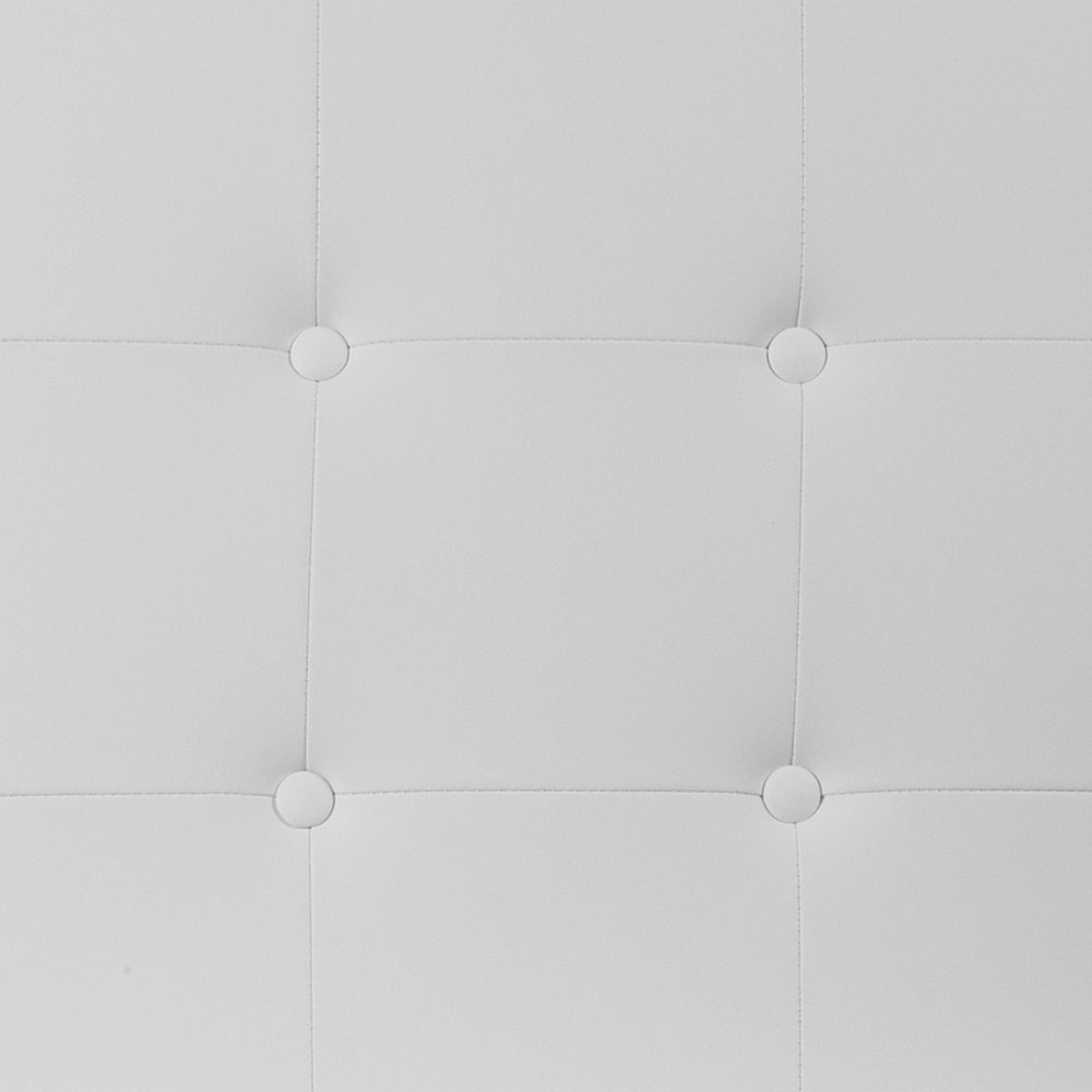 Button Tufted Upholstered Twin Size Headboard in White Vinyl. Picture 8
