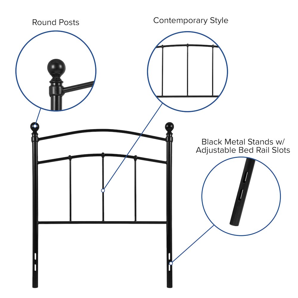 Woodstock Decorative Black Metal Twin Size Headboard. Picture 4