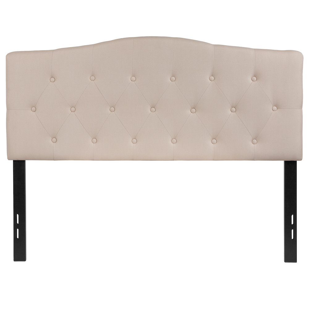 Tufted Upholstered Full Size Headboard in Beige Fabric. Picture 9