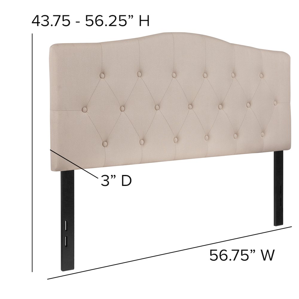 Tufted Upholstered Full Size Headboard in Beige Fabric. Picture 5
