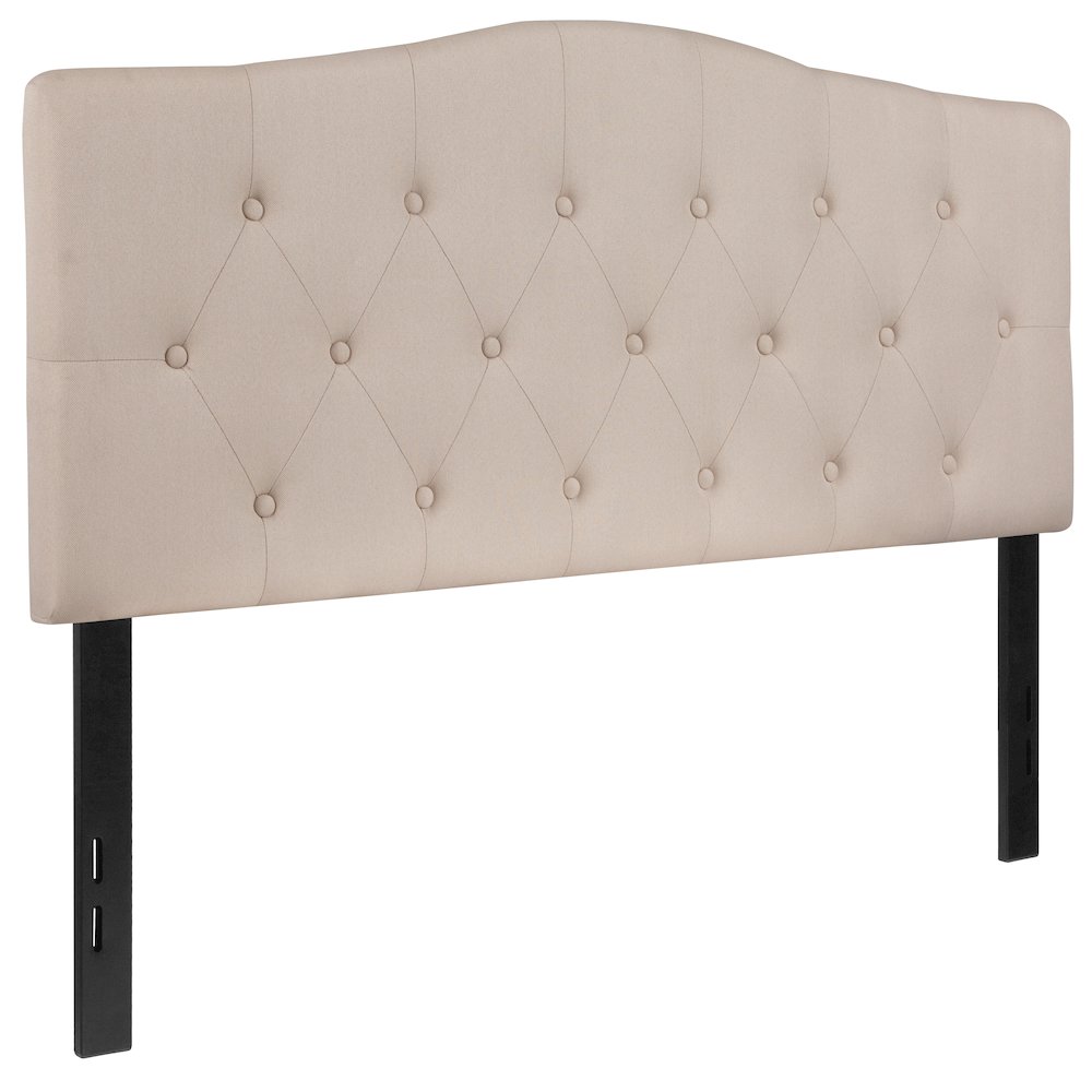 Tufted Upholstered Full Size Headboard in Beige Fabric. Picture 1