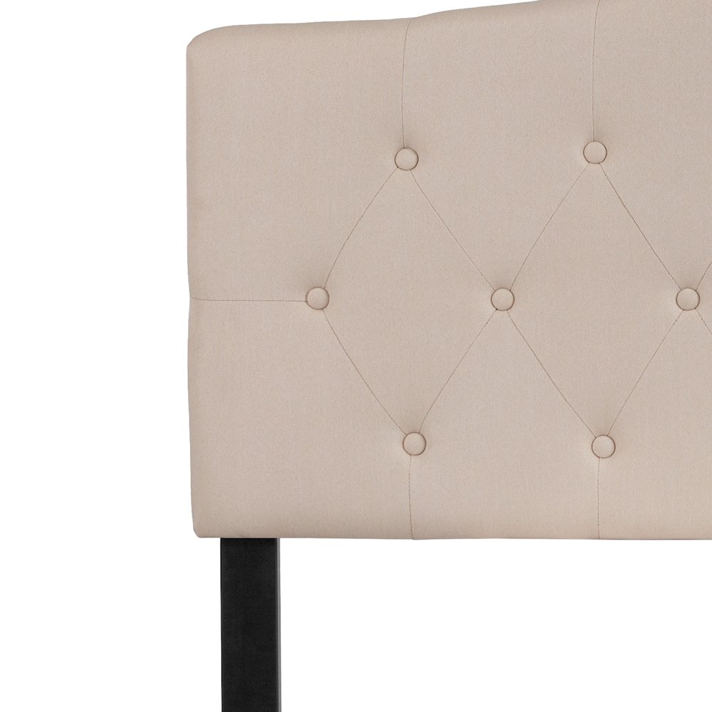 Tufted Upholstered Full Size Headboard in Beige Fabric. Picture 8