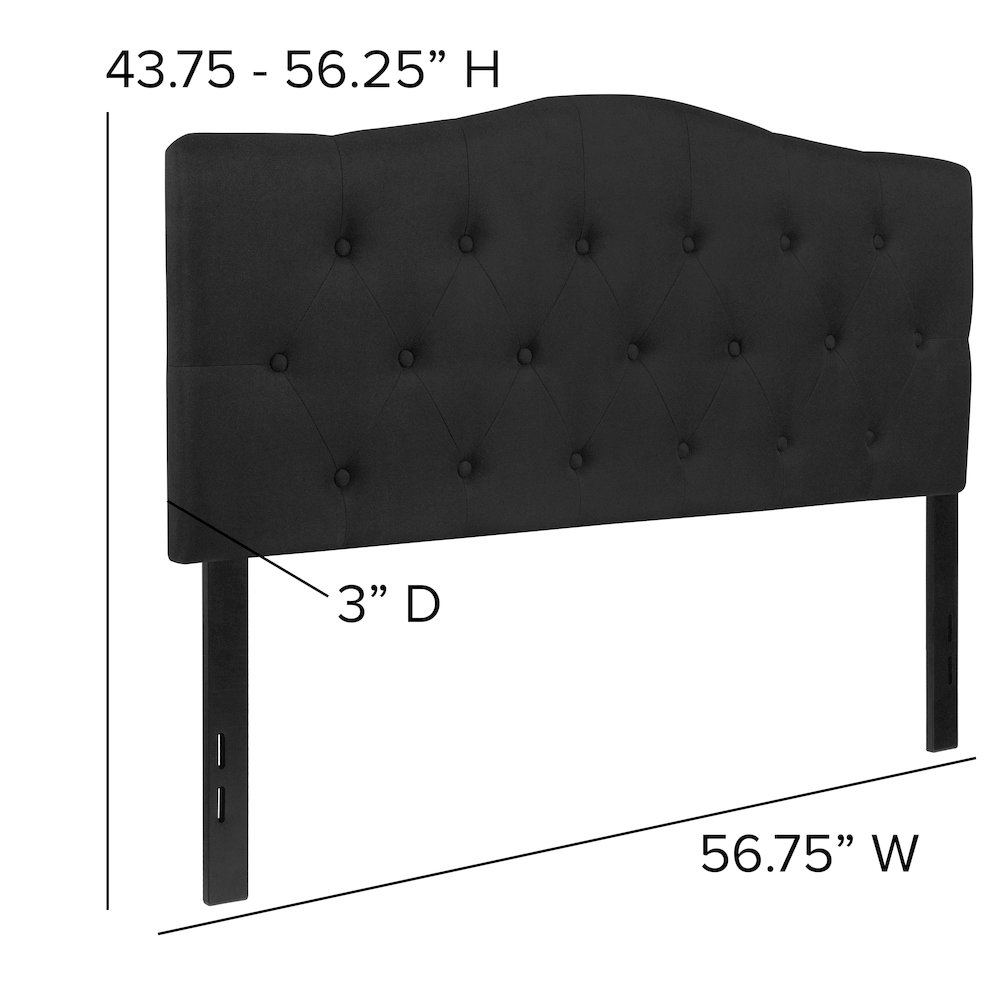Tufted Upholstered Full Size Headboard in Black Fabric. Picture 6