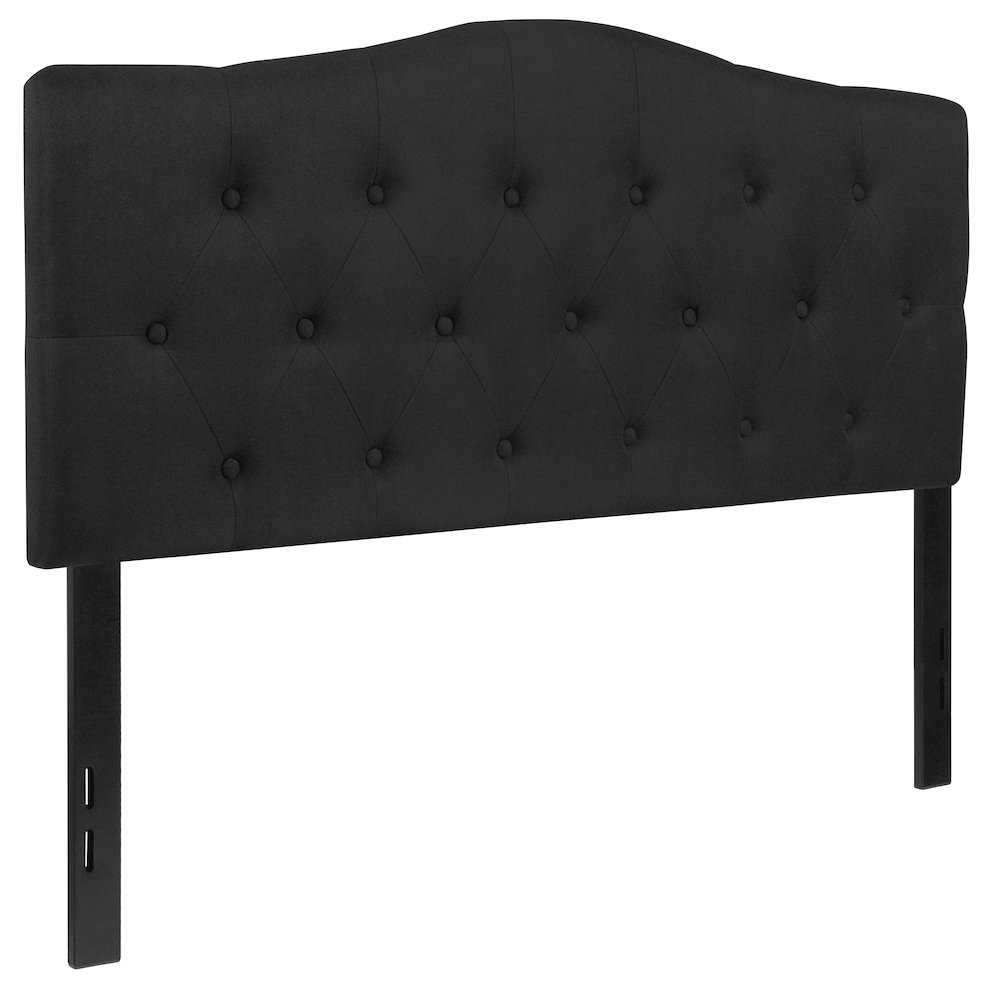 Tufted Upholstered Full Size Headboard in Black Fabric. Picture 1