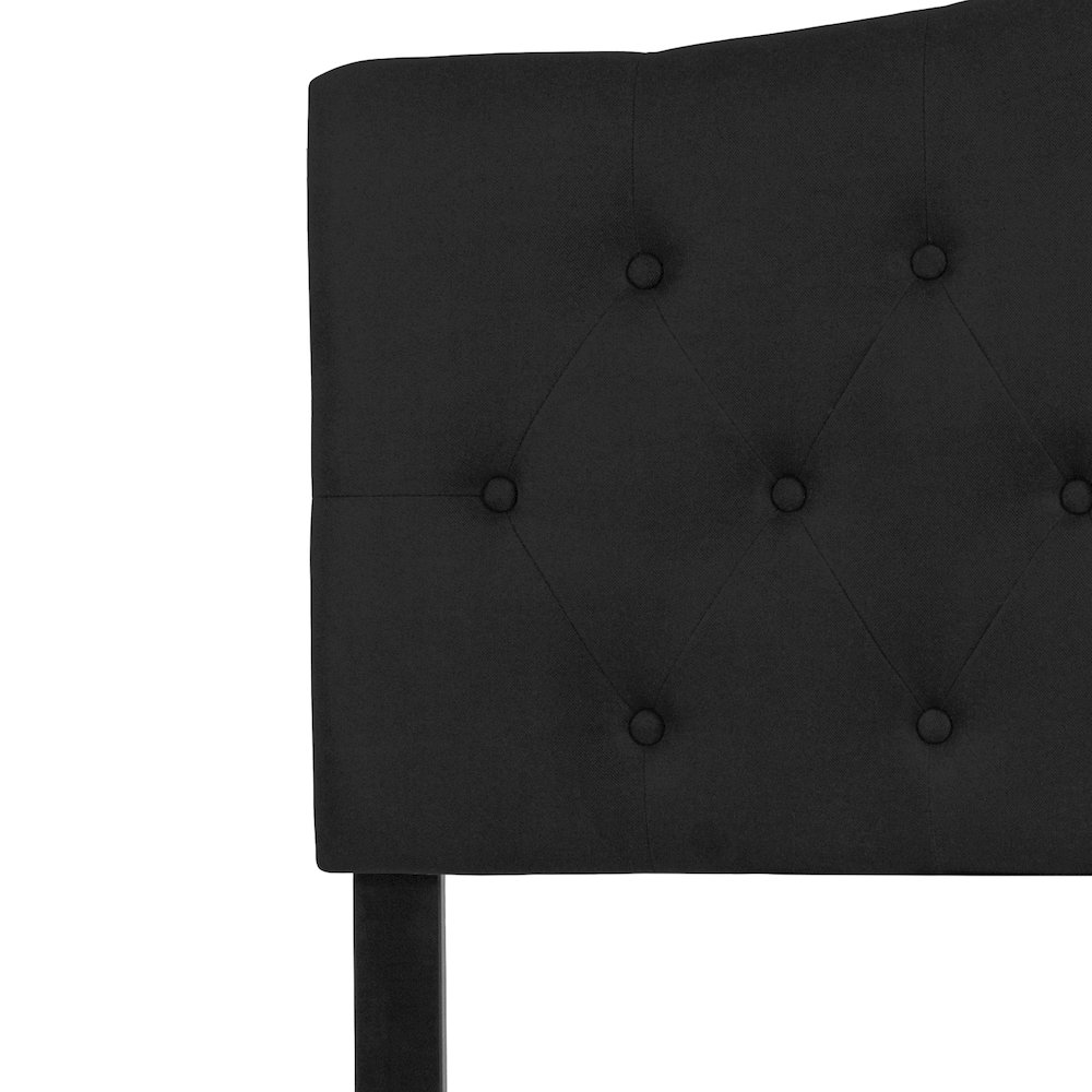 Tufted Upholstered Full Size Headboard in Black Fabric. Picture 11