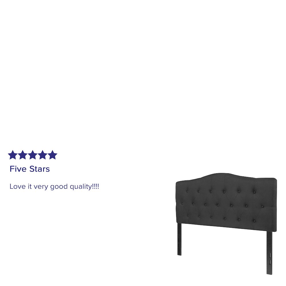 Tufted Upholstered Full Size Headboard in Black Fabric. Picture 4