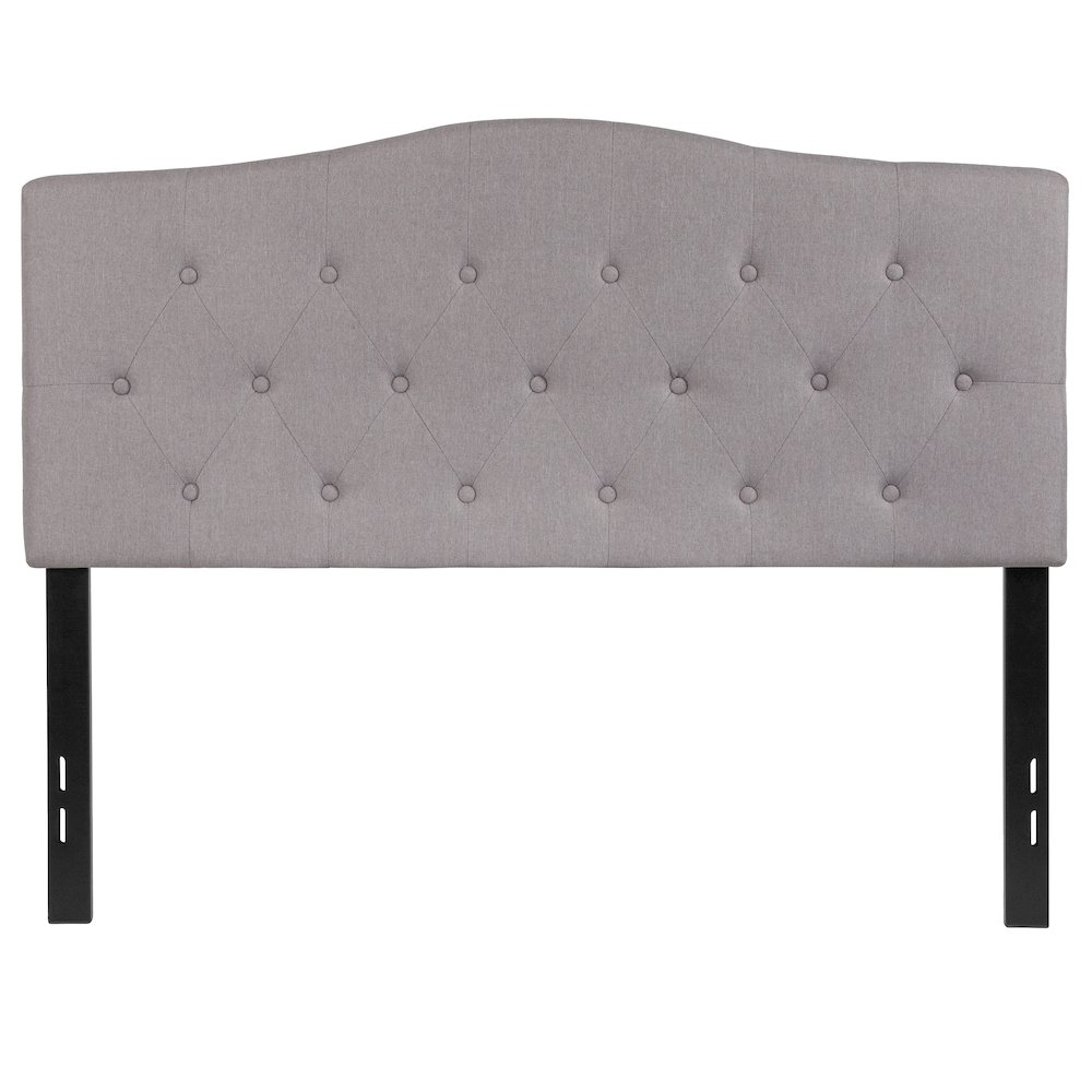 Arched Button Tufted Upholstered Full Size Headboard in Light Gray Fabric. Picture 1