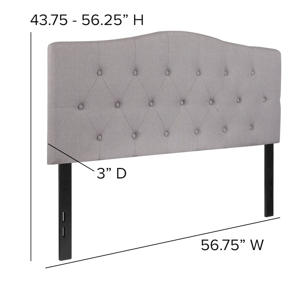 Arched Button Tufted Upholstered Full Size Headboard in Light Gray Fabric. Picture 2