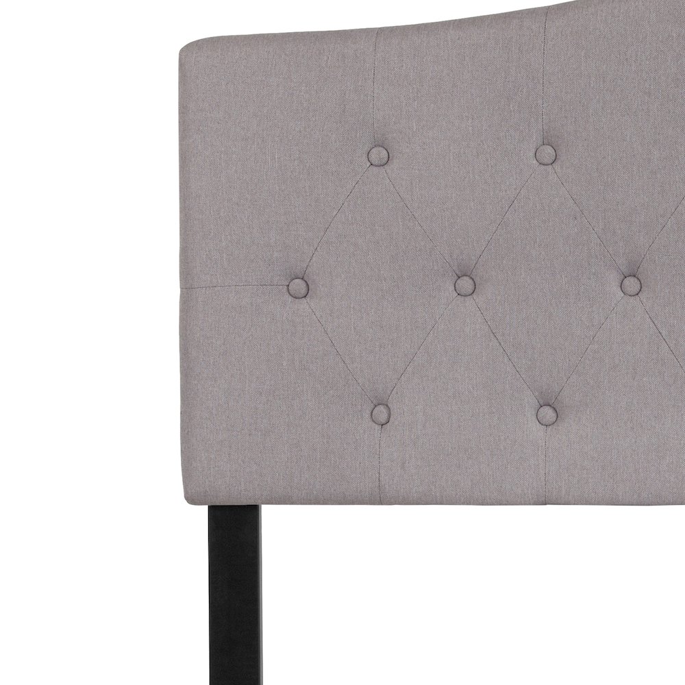 Tufted Upholstered Full Size Headboard in Light Gray Fabric. Picture 9