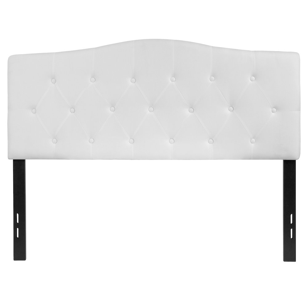 Tufted Upholstered Full Size Headboard in White Fabric. Picture 10