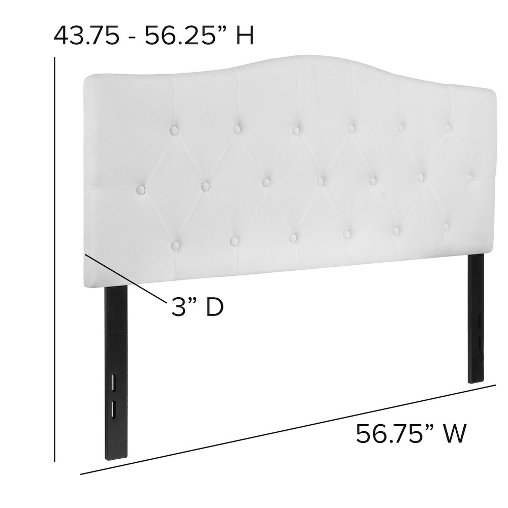 Tufted Upholstered Full Size Headboard in White Fabric. Picture 6