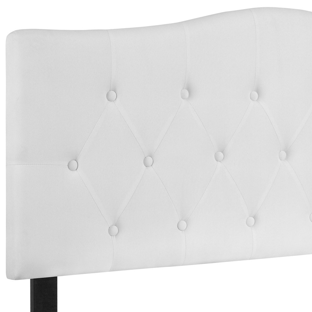 Tufted Upholstered Full Size Headboard in White Fabric. Picture 11