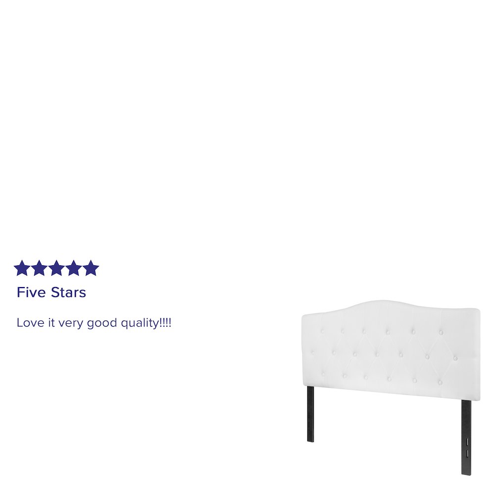 Tufted Upholstered Full Size Headboard in White Fabric. Picture 4