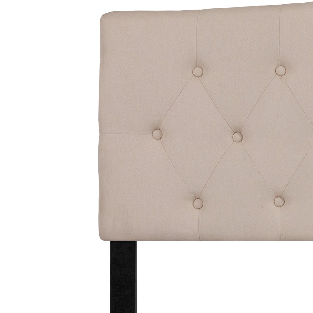 Tufted Upholstered King Size Headboard in Beige Fabric. Picture 10