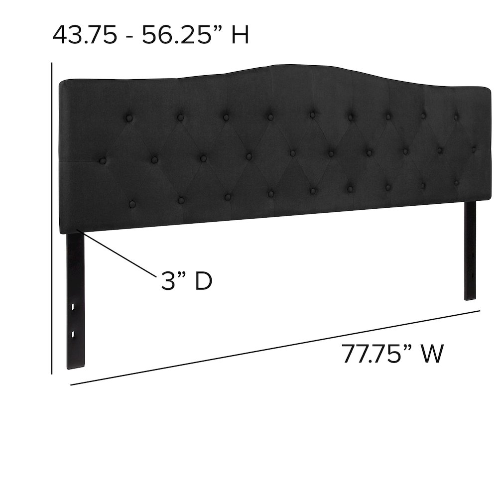 Tufted Upholstered King Size Headboard in Black Fabric. Picture 5