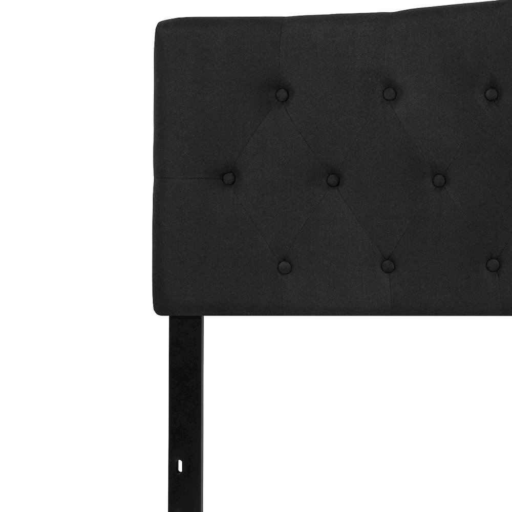 Tufted Upholstered King Size Headboard in Black Fabric. Picture 9
