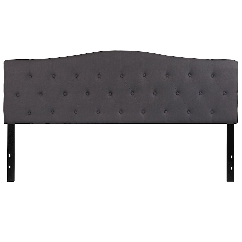 Tufted Upholstered King Size Headboard in Dark Gray Fabric. Picture 1