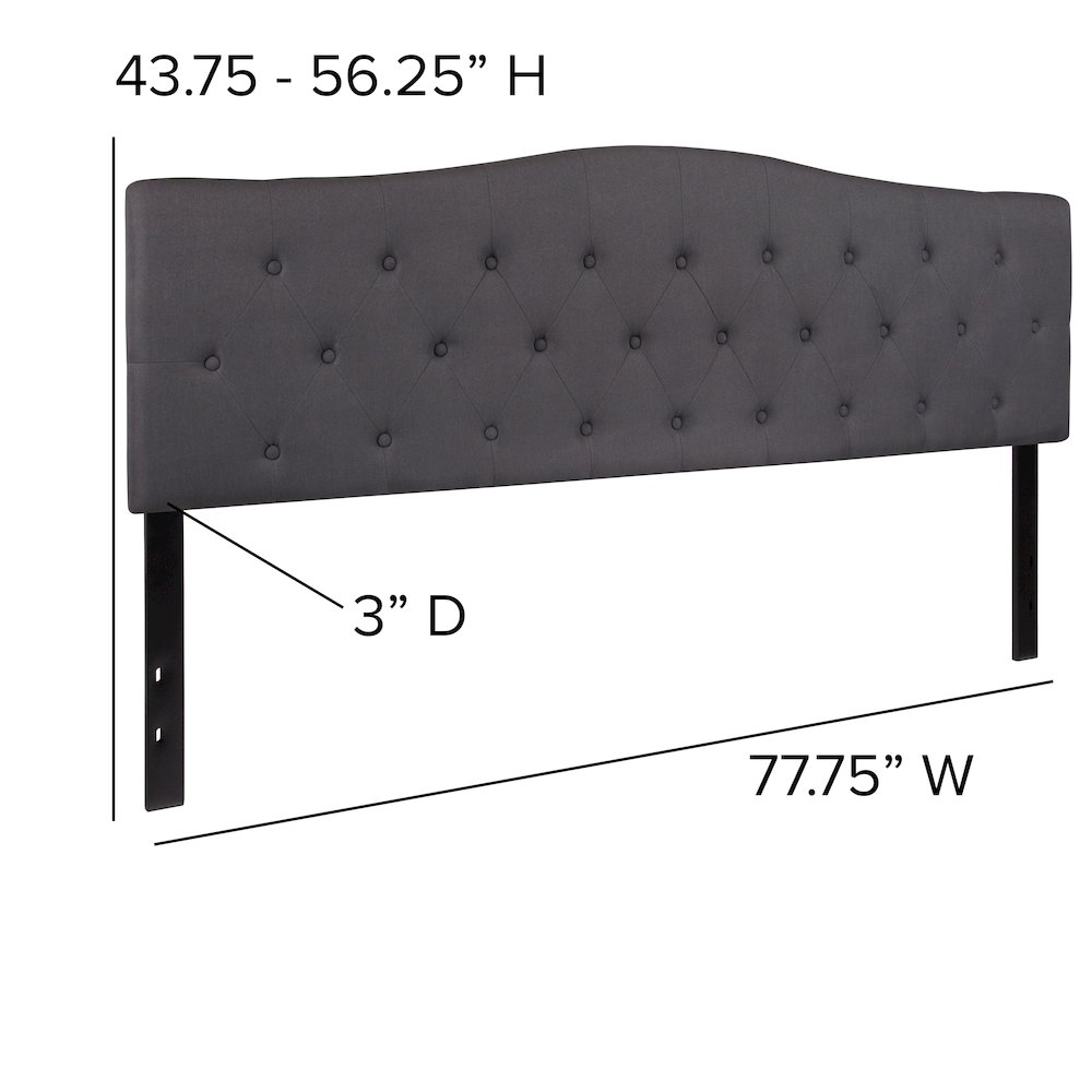 Tufted Upholstered King Size Headboard in Dark Gray Fabric. Picture 6