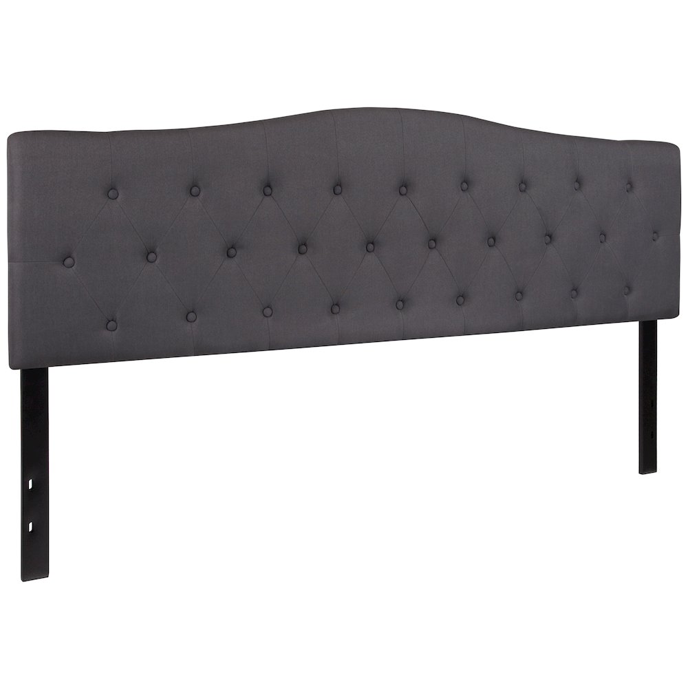 Tufted Upholstered King Size Headboard in Dark Gray Fabric. Picture 11