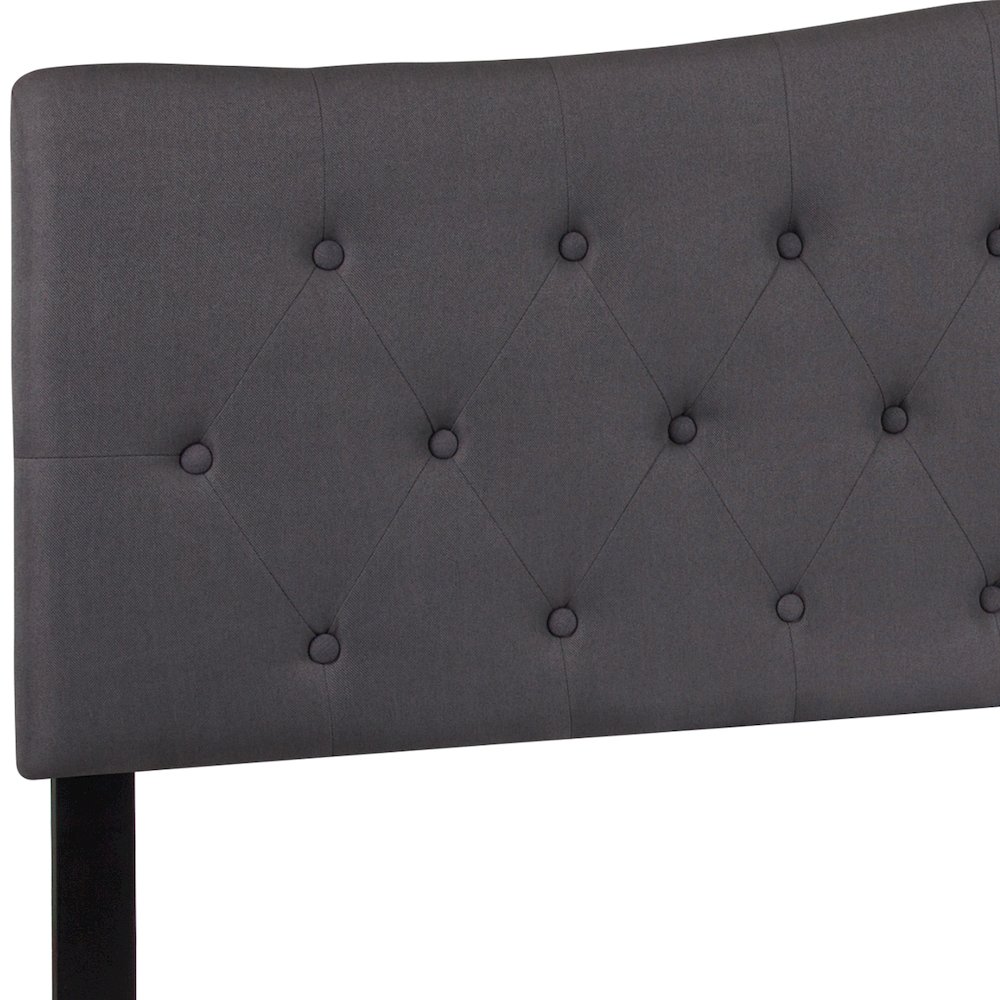 Tufted Upholstered King Size Headboard in Dark Gray Fabric. Picture 10