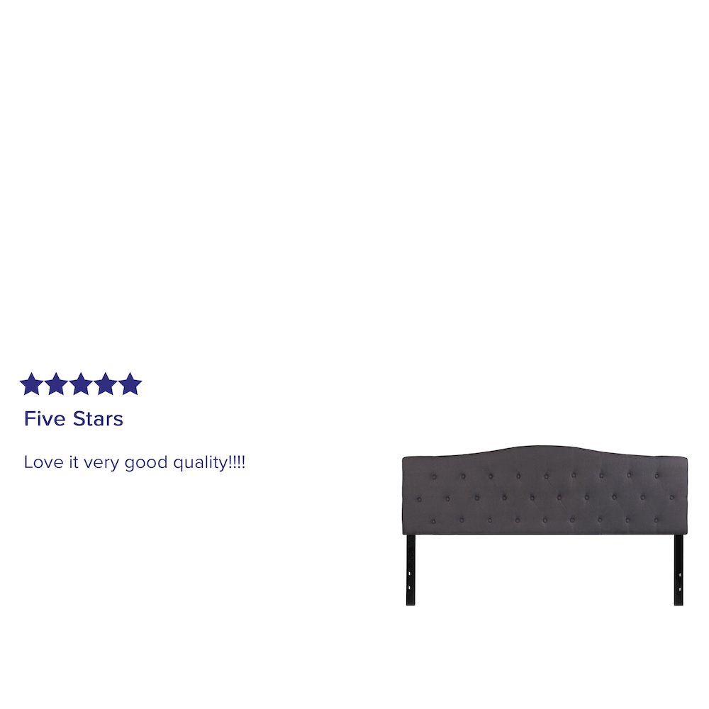 Tufted Upholstered King Size Headboard in Dark Gray Fabric. Picture 4