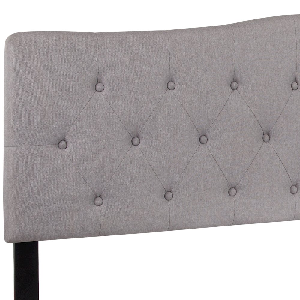 Tufted Upholstered King Size Headboard in Light Gray Fabric. Picture 10