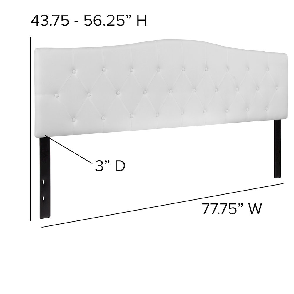 Arched Button Tufted Upholstered King Size Headboard in White Fabric. Picture 2