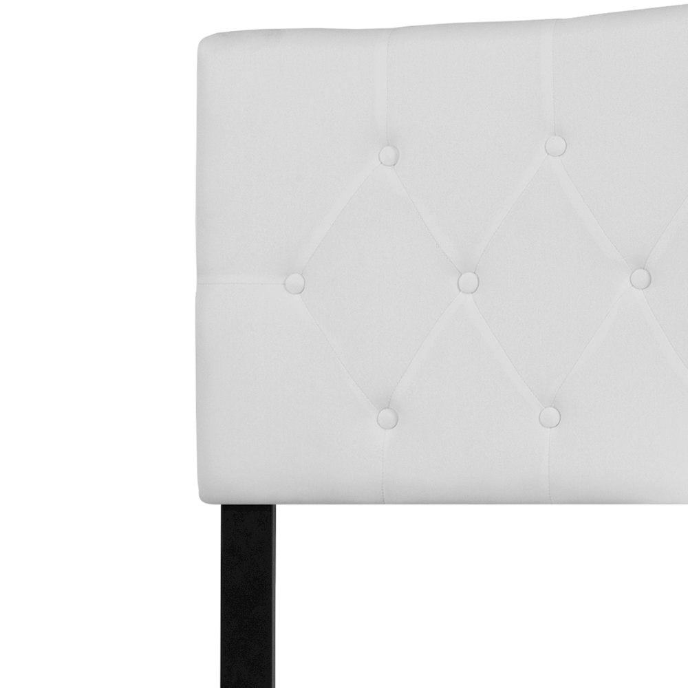 Tufted Upholstered King Size Headboard in White Fabric. Picture 8