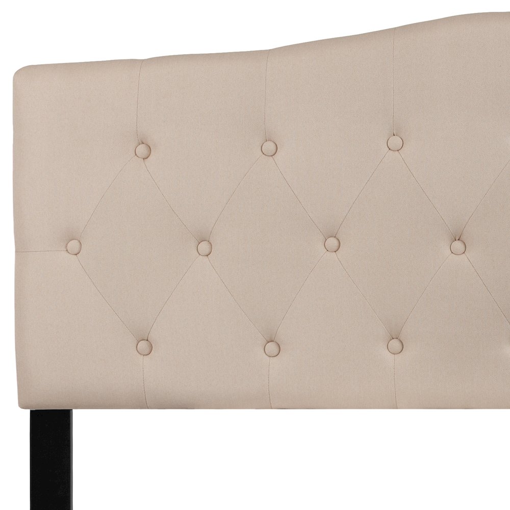Tufted Upholstered Queen Size Headboard in Beige Fabric. Picture 10
