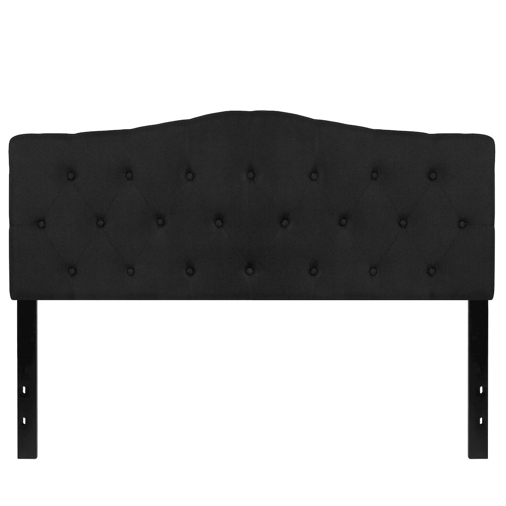 Tufted Upholstered Queen Size Headboard in Black Fabric. Picture 10