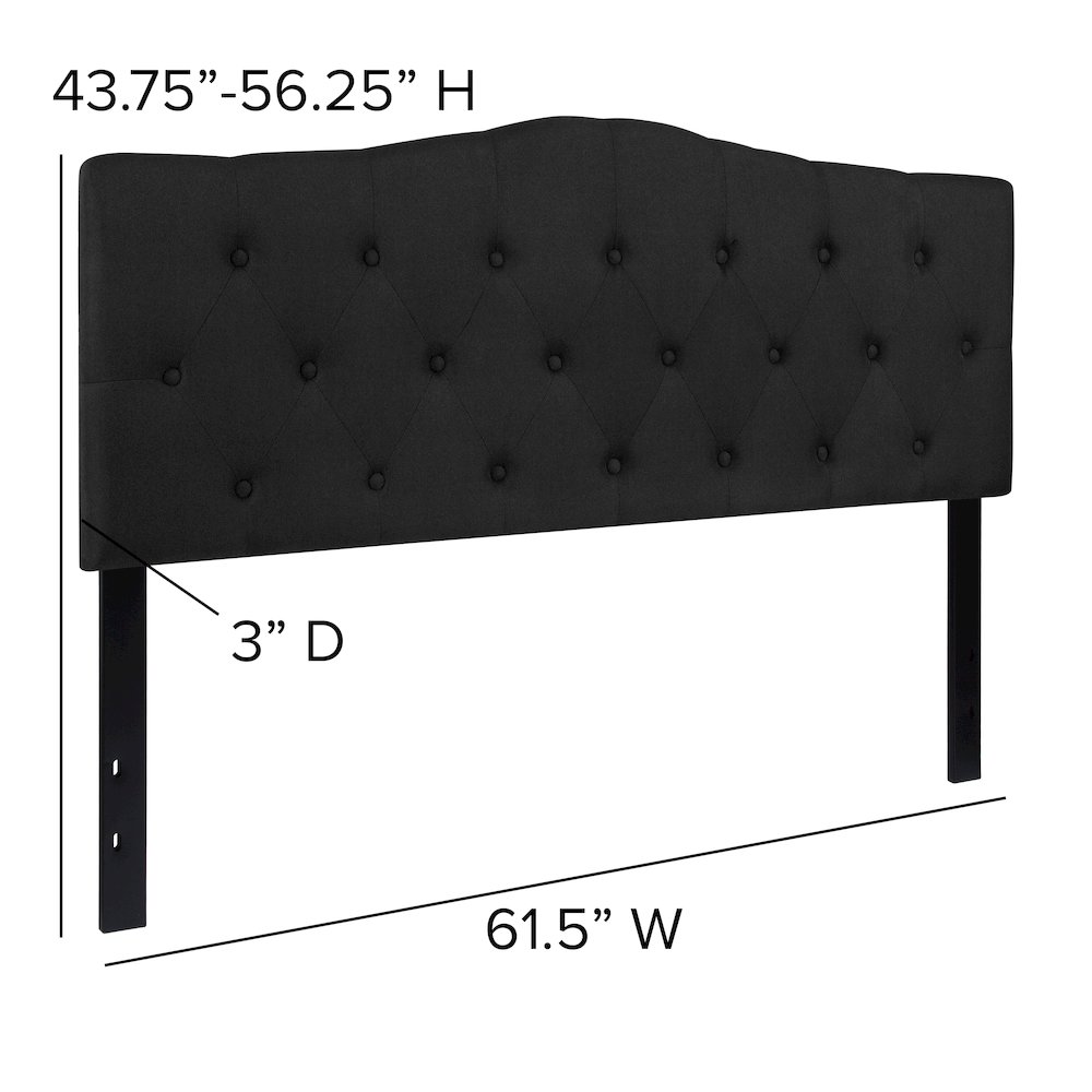 Tufted Upholstered Queen Size Headboard in Black Fabric. Picture 6