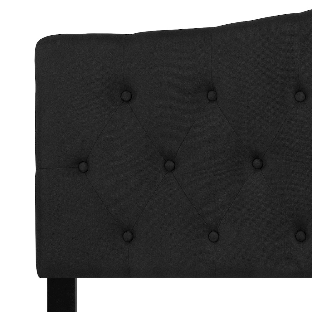 Tufted Upholstered Queen Size Headboard in Black Fabric. Picture 11
