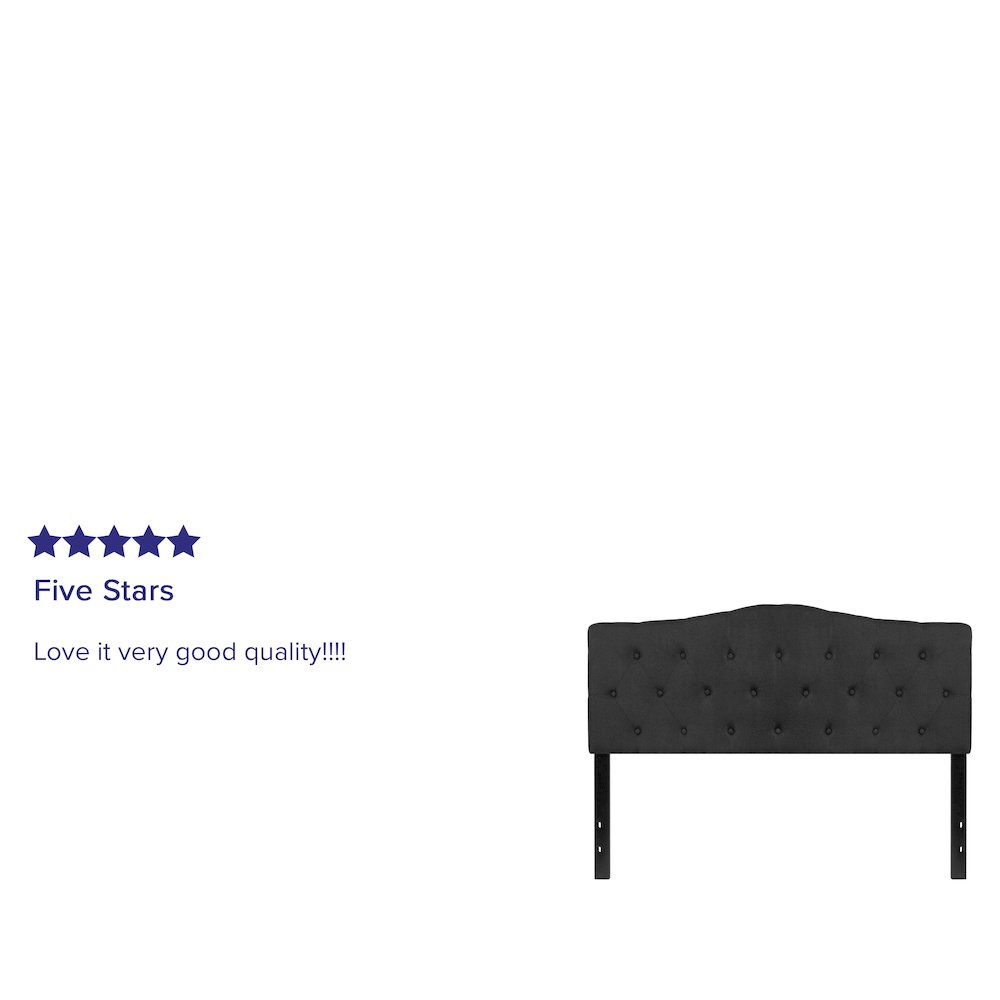 Tufted Upholstered Queen Size Headboard in Black Fabric. Picture 4