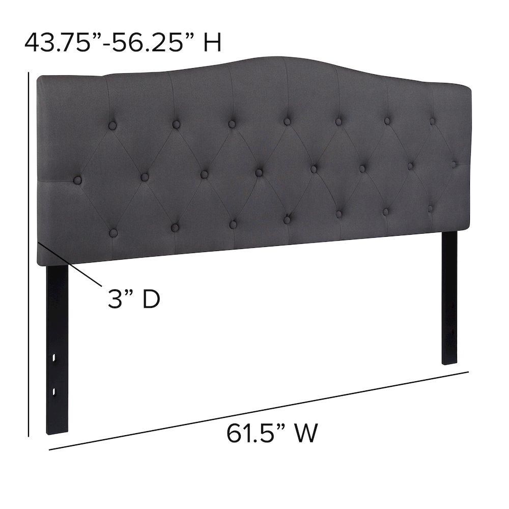 Tufted Upholstered Queen Size Headboard in Dark Gray Fabric. Picture 6