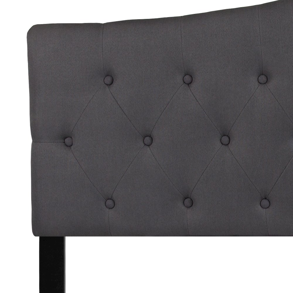 Tufted Upholstered Queen Size Headboard in Dark Gray Fabric. Picture 11