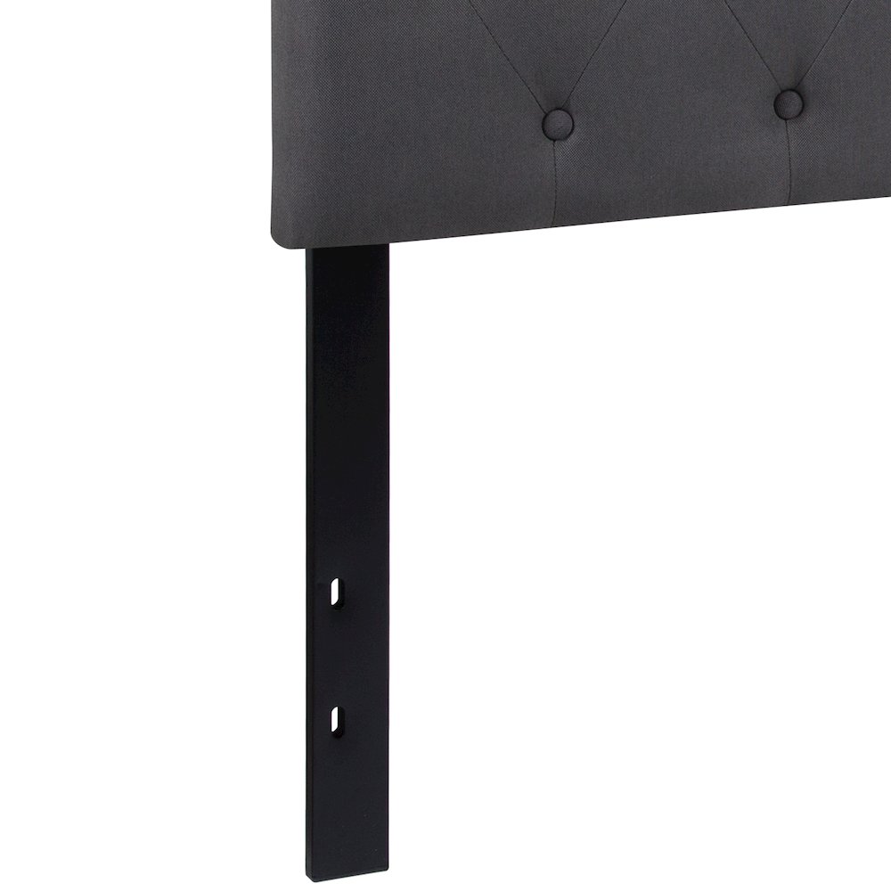 Tufted Upholstered Queen Size Headboard in Dark Gray Fabric. Picture 9