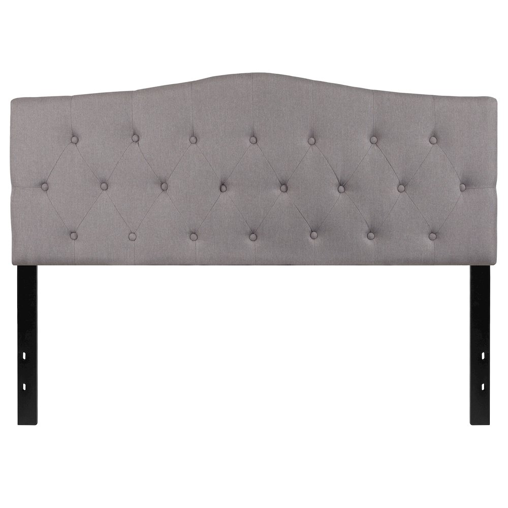 Tufted Upholstered Queen Size Headboard in Light Gray Fabric. Picture 10