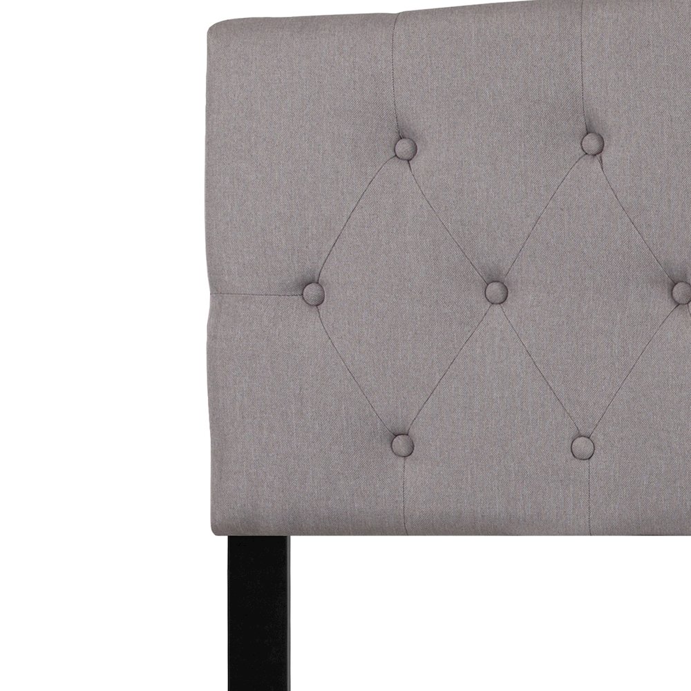 Tufted Upholstered Queen Size Headboard in Light Gray Fabric. Picture 11