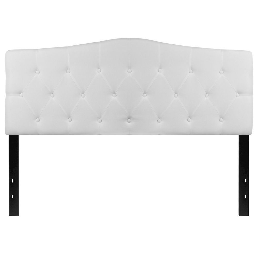 Tufted Upholstered Queen Size Headboard in White Fabric. Picture 10