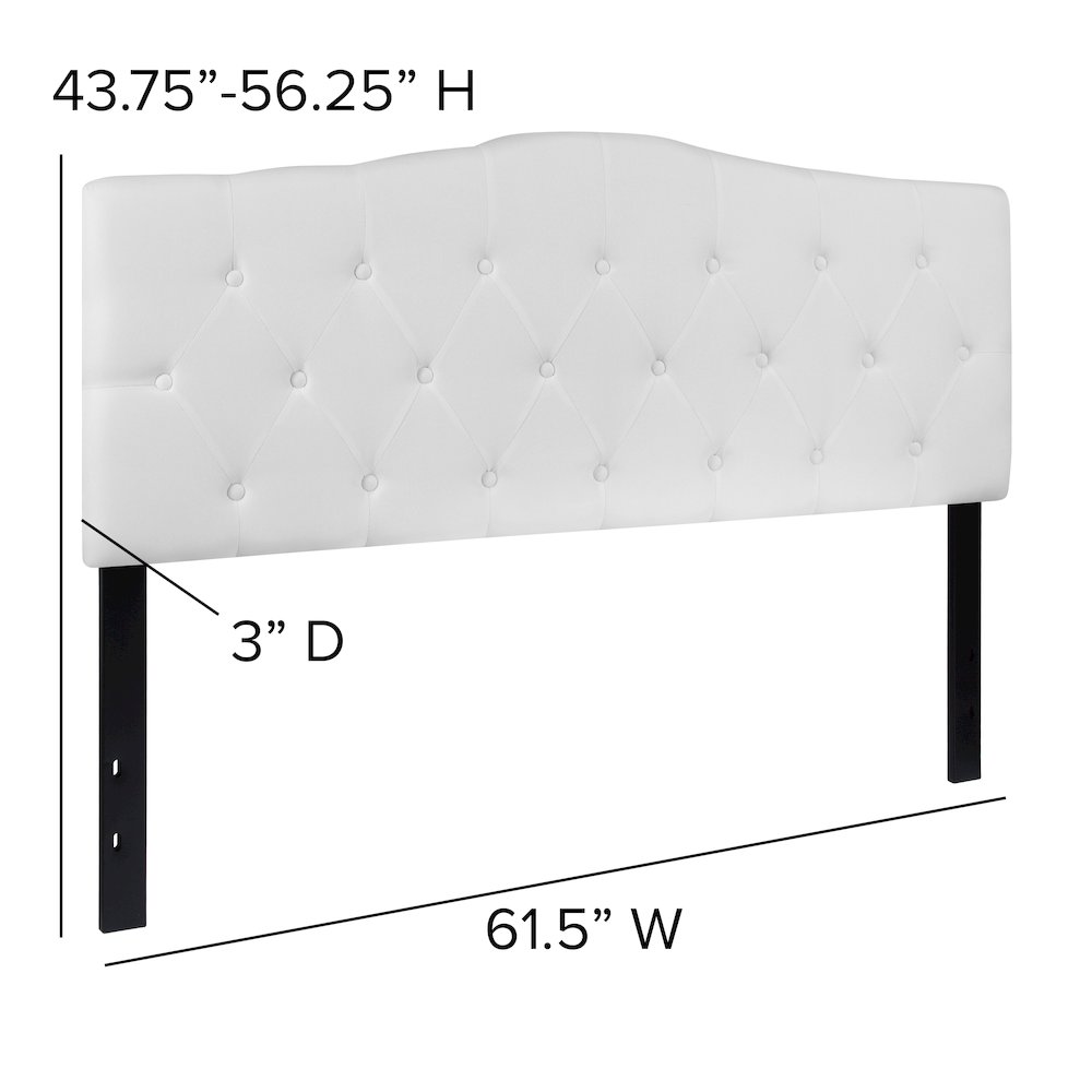 Tufted Upholstered Queen Size Headboard in White Fabric. Picture 6