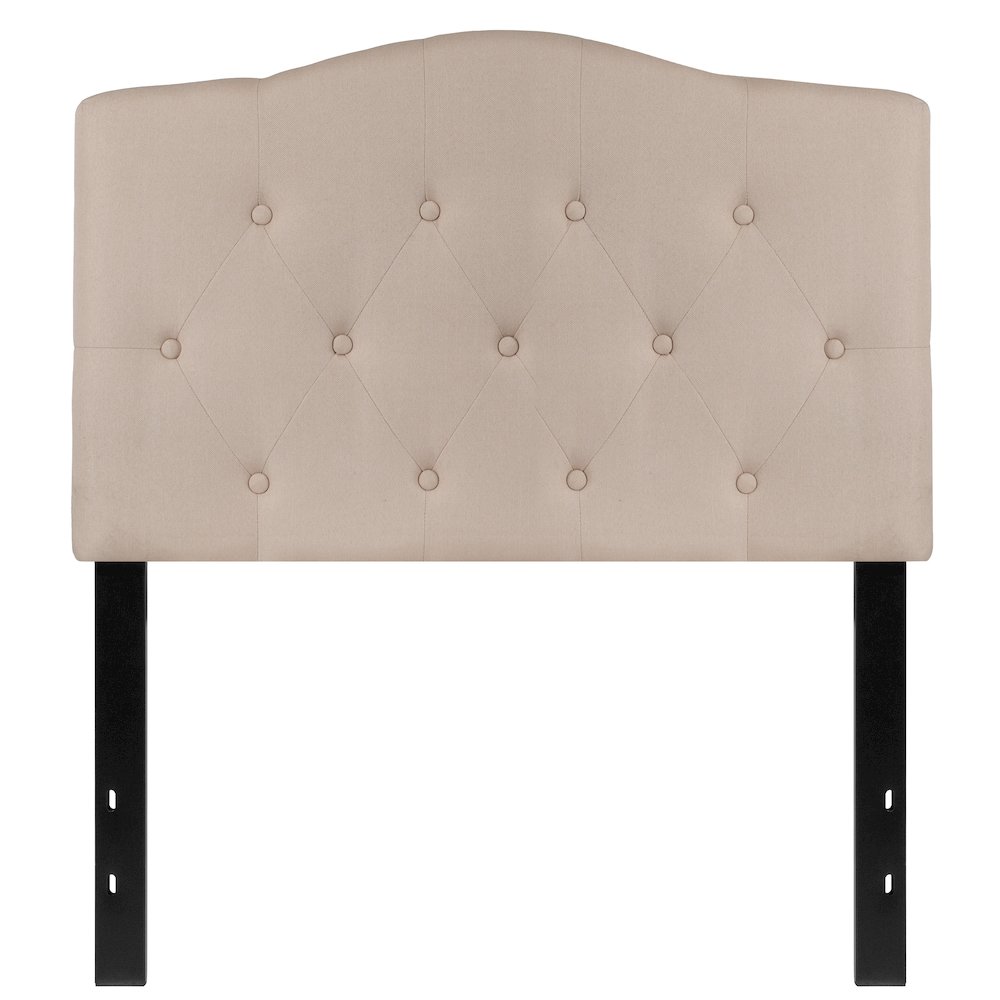 Tufted Upholstered Twin Size Headboard in Beige Fabric. Picture 10