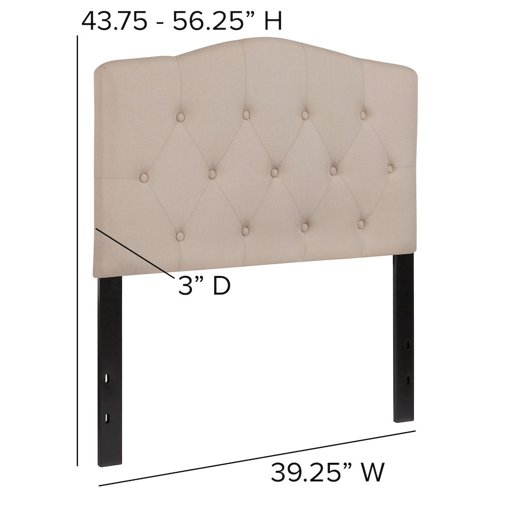 Tufted Upholstered Twin Size Headboard in Beige Fabric. Picture 6