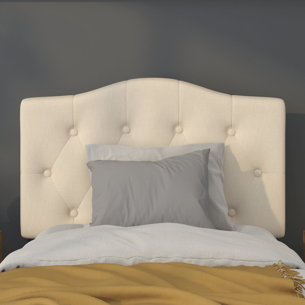 Tufted Upholstered Twin Size Headboard in Beige Fabric. Picture 7
