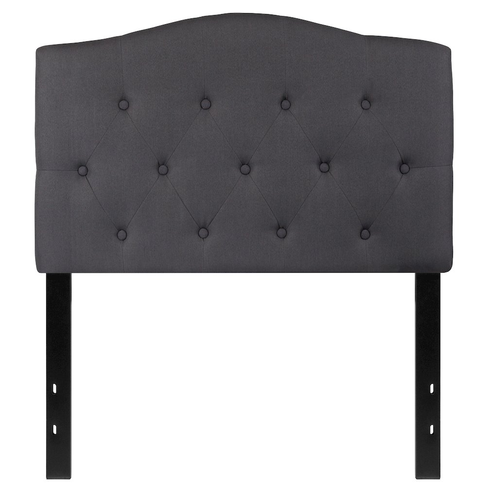 Tufted Upholstered Twin Size Headboard in Dark Gray Fabric. Picture 9