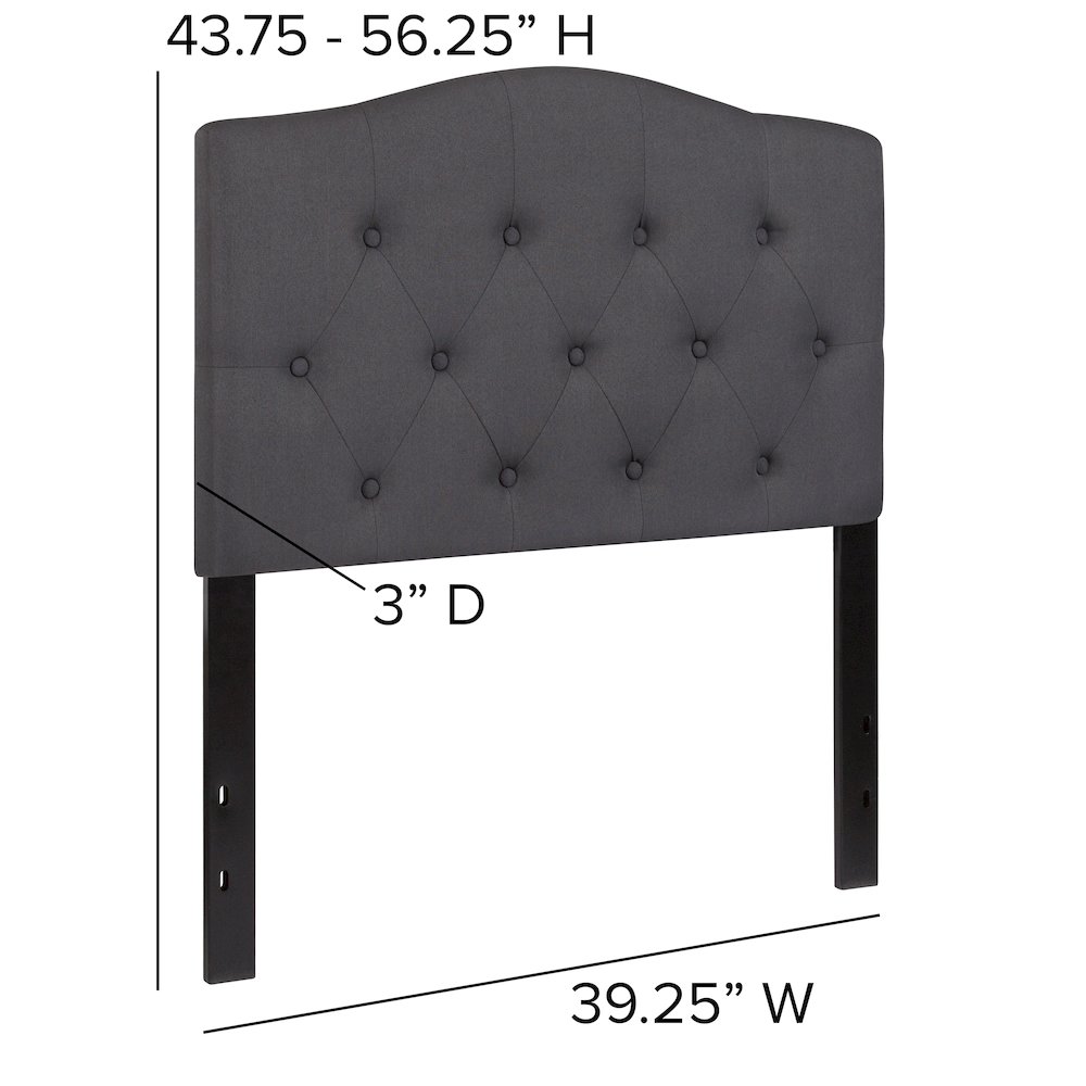 Tufted Upholstered Twin Size Headboard in Dark Gray Fabric. Picture 5