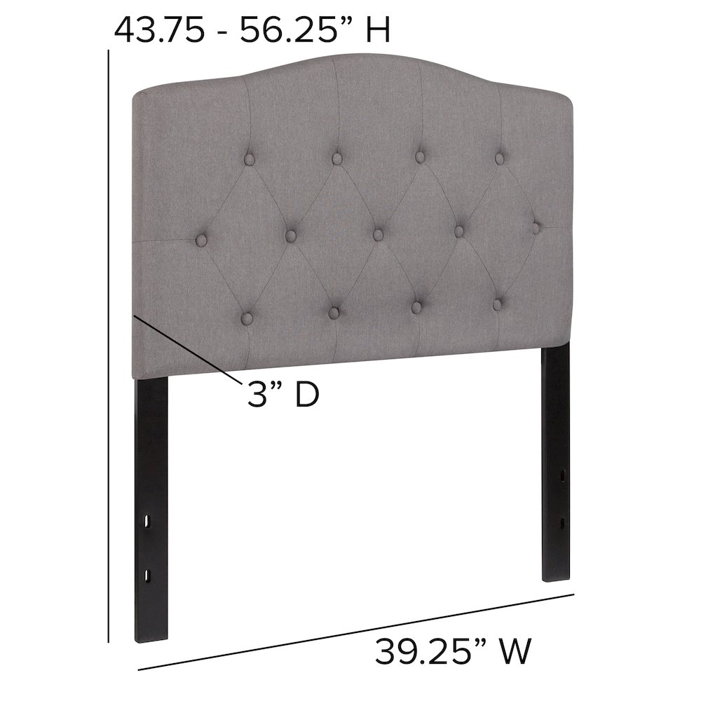 Tufted Upholstered Twin Size Headboard in Light Gray Fabric. Picture 6