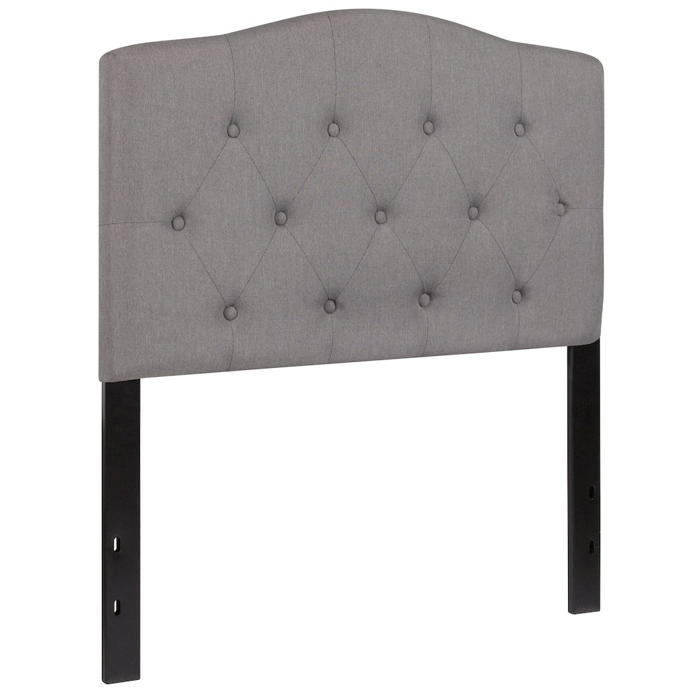 Tufted Upholstered Twin Size Headboard in Light Gray Fabric. Picture 1
