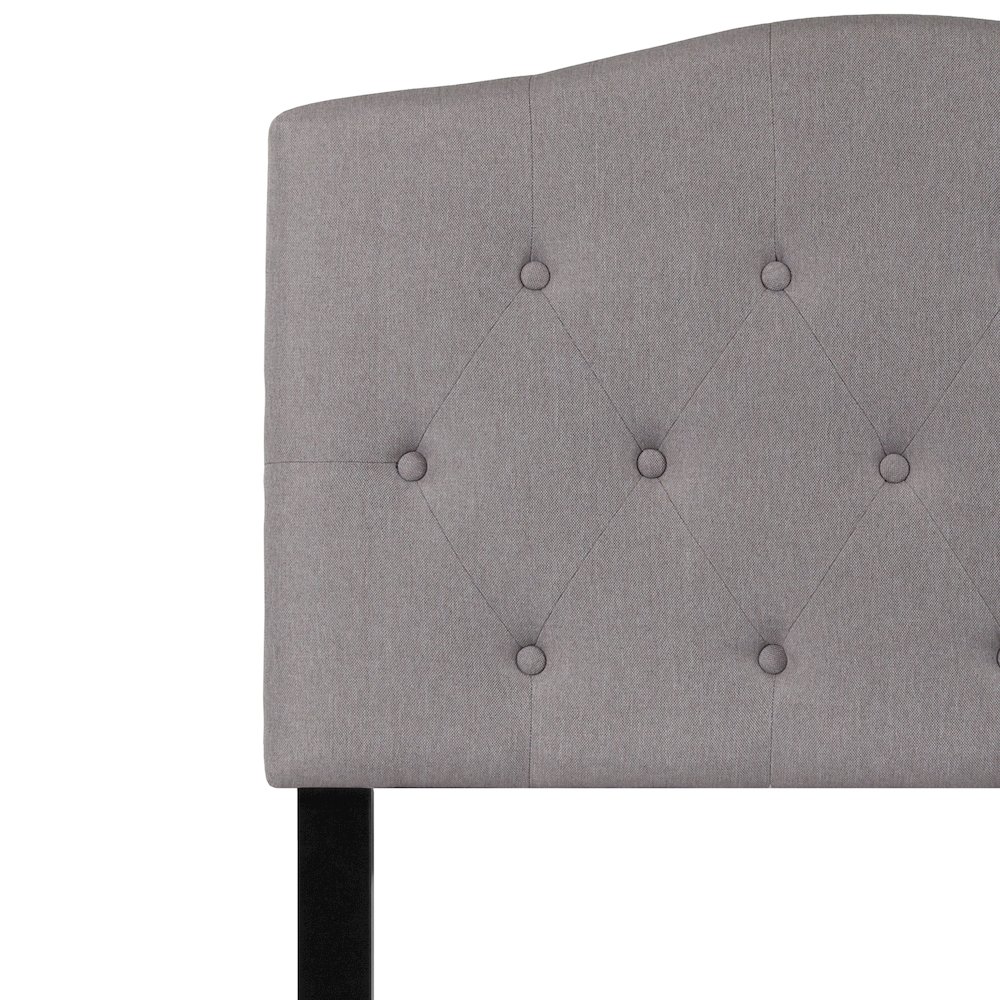 Tufted Upholstered Twin Size Headboard in Light Gray Fabric. Picture 11