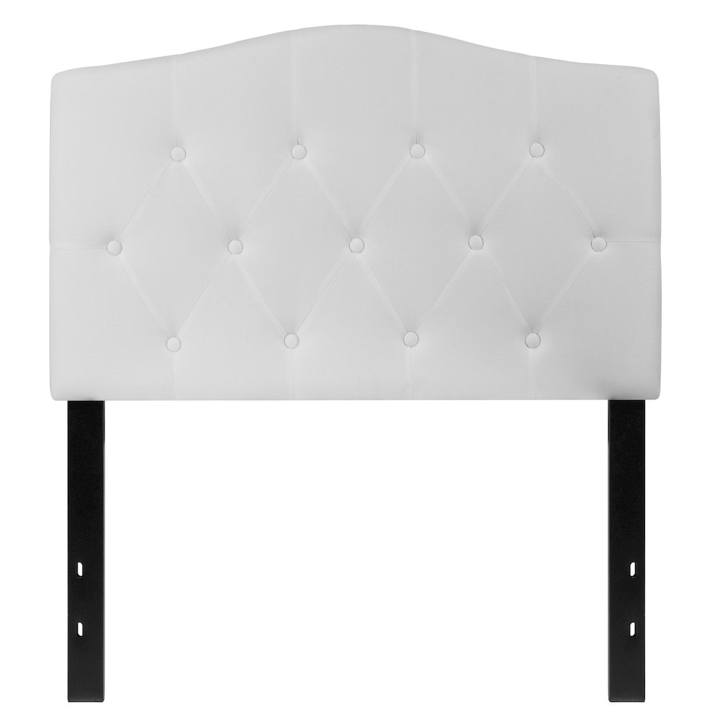 Tufted Upholstered Twin Size Headboard in White Fabric. Picture 10