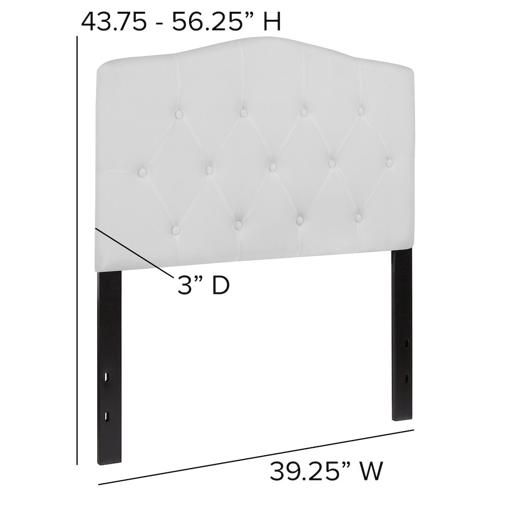 Tufted Upholstered Twin Size Headboard in White Fabric. Picture 6